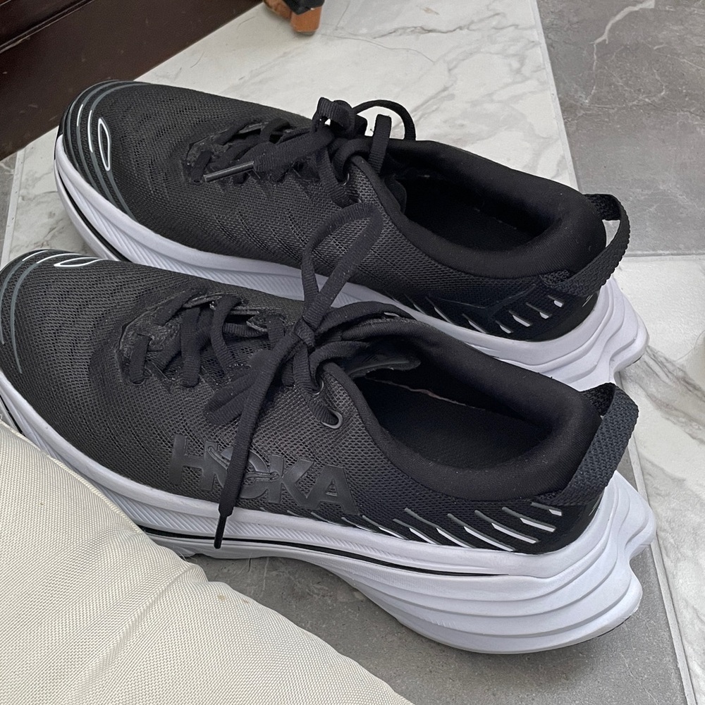 Hoka Black and White Athletic Sneakers